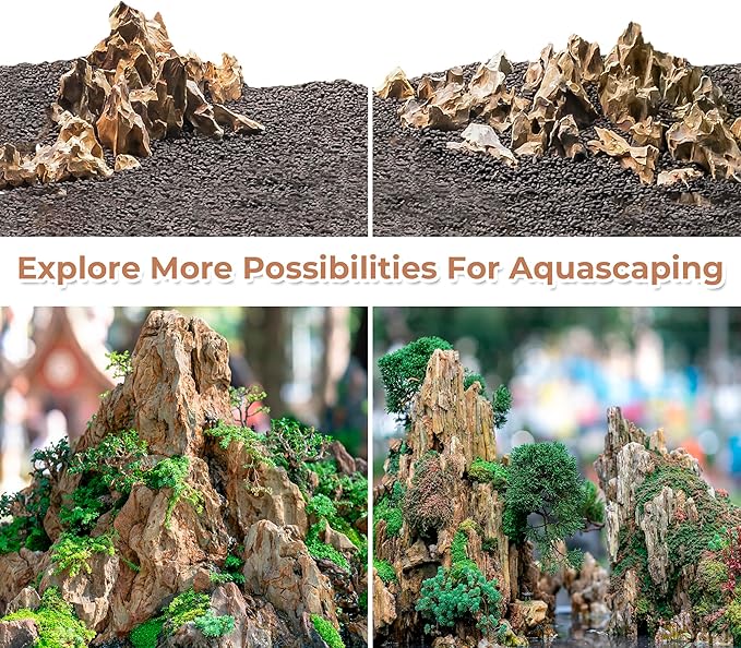 6-8 Inches Natural Dragon Stone 6 PCS Aquarium Rocks for Aquascaping, Aquarium Landscaping, Terrariums, Fish Tank Decoration, Vivariums, Paludarium, Reptile and Amphibian Enclosures-PurrikoPets