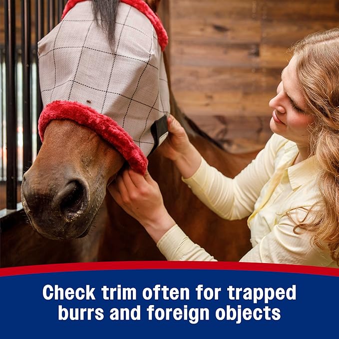 Farnam SuperMask II horse fly mask without ears, extended coverage, protects eyes from insects and debris, adjustable throat latch, Average Horse Size-PurrikoPets