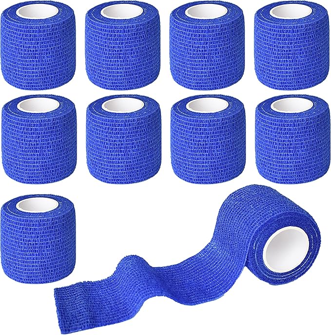 9 Pack 2" x 5 Yards Self Adhesive Bandage Wrap Self Stick Wrap for Ankle, Wrist, Finger, Sports, Breathable Cohesive Vet Tape for Pets (D Dark Blue)-PurrikoPets