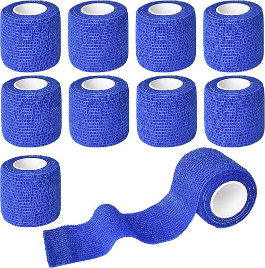 9 Pack 2" x 5 Yards Self Adhesive Bandage Wrap Self Stick Wrap for Ankle, Wrist, Finger, Sports, Breathable Cohesive Vet Tape for Pets (D Dark Blue)-PurrikoPets