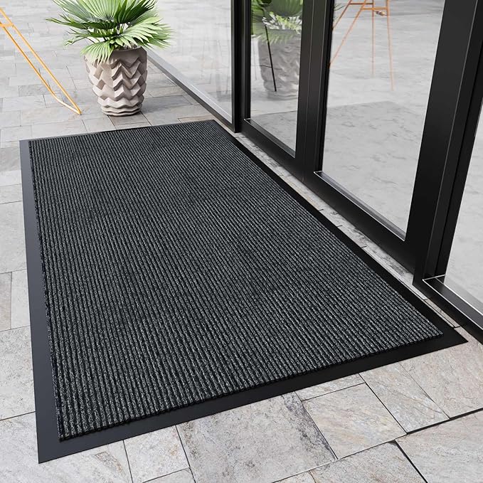 Front Door Mat, 4'x8' Indoor Outdoor Door Mat, Commercial Industrial Entrance Doormat, Heavy Duty Welcome Mat, Rubber Backing Non Slip Doormat for Entryway-PurrikoPets