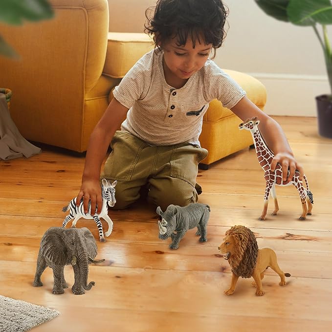 6PCS Safari Animal Figure Toys for Kids 3-5 Realistic Plastic Jungle Animal Figurines African Wildlife Learning Toys for Kids Boys Girls Toddlers-PurrikoPets