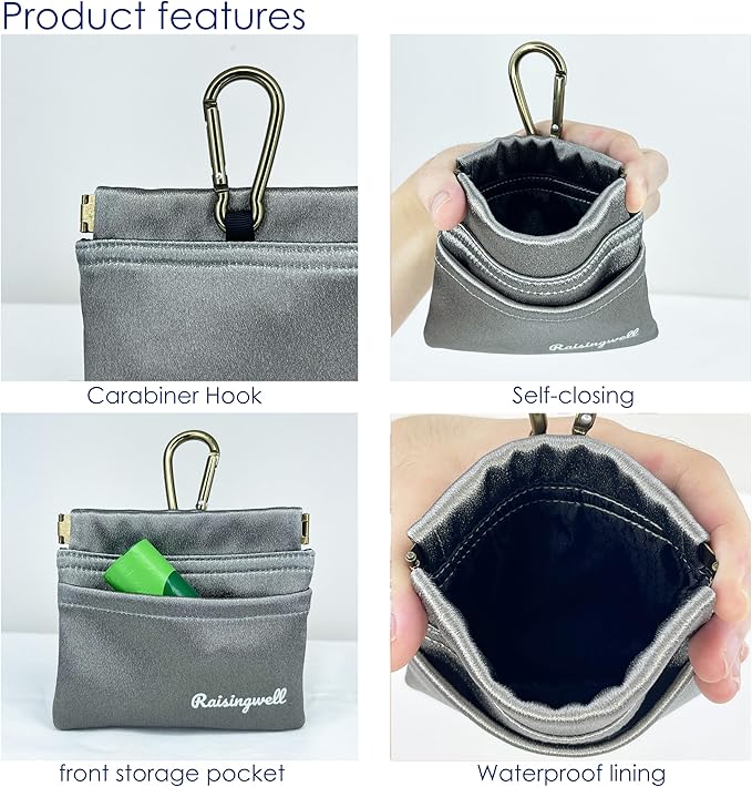Dog Treat Pouch, Pocket Sized Pet Training Pouch, Hand Free Bronze Dog Walking Bag with Carabiner, Self-Closing Pet Feed Snack Reward, for Puppy Travel or Outdoor Use, NanoPTC-PurrikoPets