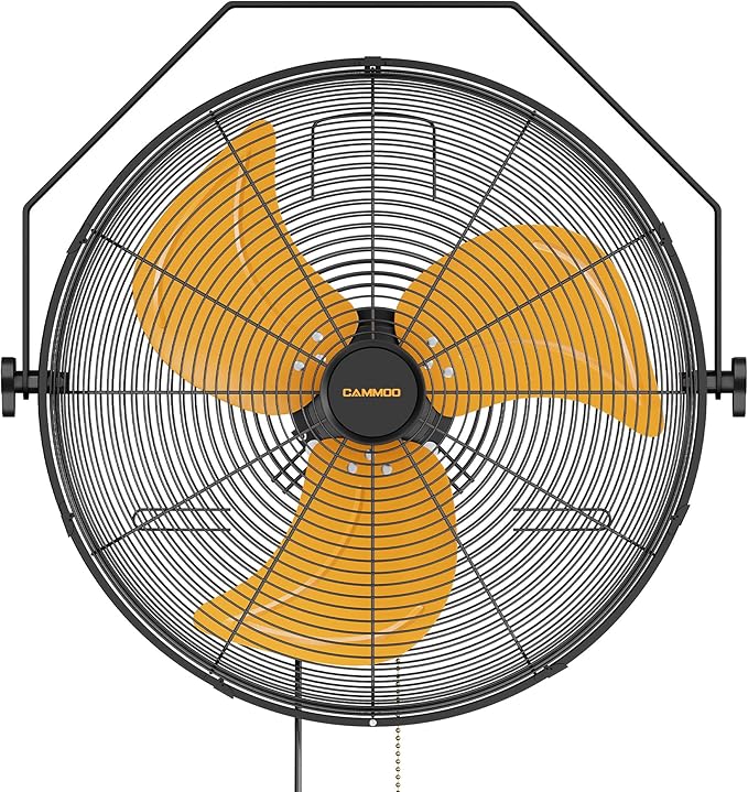 18 Inch Wall Mount Fan, Extended 6.6ft Power Cord, 360° Tilt Adjustment, 3-Speed, IP44 Industrial Commercial Wall Mounted Fan for Greenhouse, Garage, Workshop, Covered Patio, 1 Pack-PurrikoPets