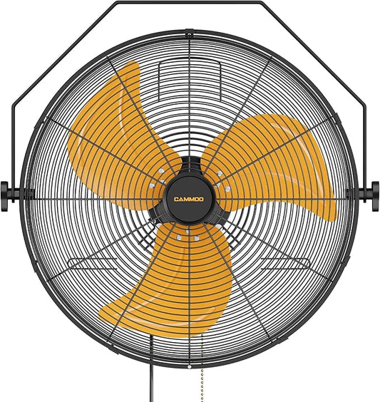 18 Inch Wall Mount Fan, Extended 6.6ft Power Cord, 360° Tilt Adjustment, 3-Speed, IP44 Industrial Commercial Wall Mounted Fan for Greenhouse, Garage, Workshop, Covered Patio, 1 Pack-PurrikoPets