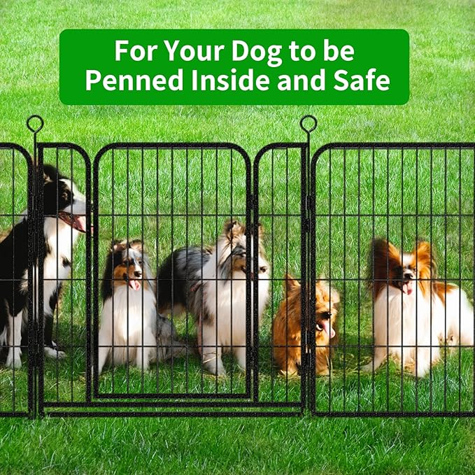 Dog Playpen Outdoor Extra Wide 24 Panels Heavy Duty Dog Fence 32" Height Anti-Rust with Doors Portable for RV Camping Yard, Total 63FT, 316 Sq.ft, Snowy Black-PurrikoPets