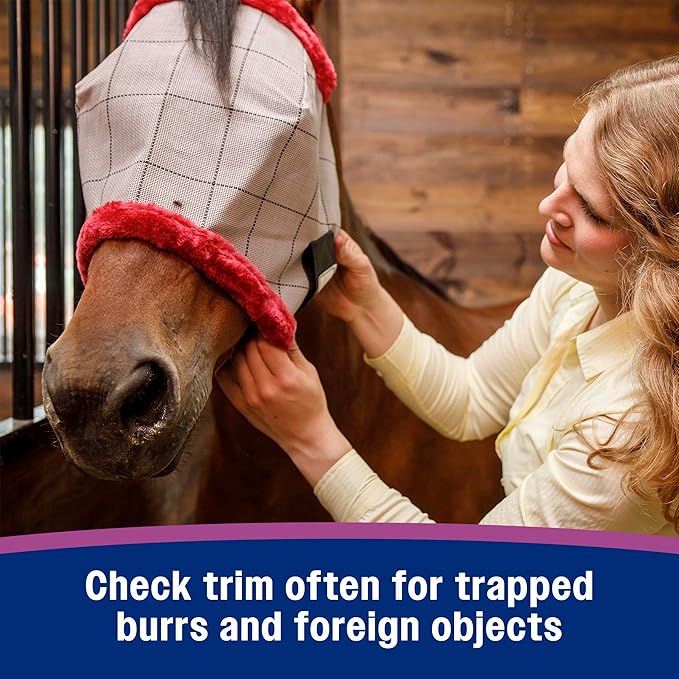 Farnam SuperMask II horse fly mask without ears, extended coverage, protects eyes from insects and debris, adjustable throat latch, Yearling size-PurrikoPets