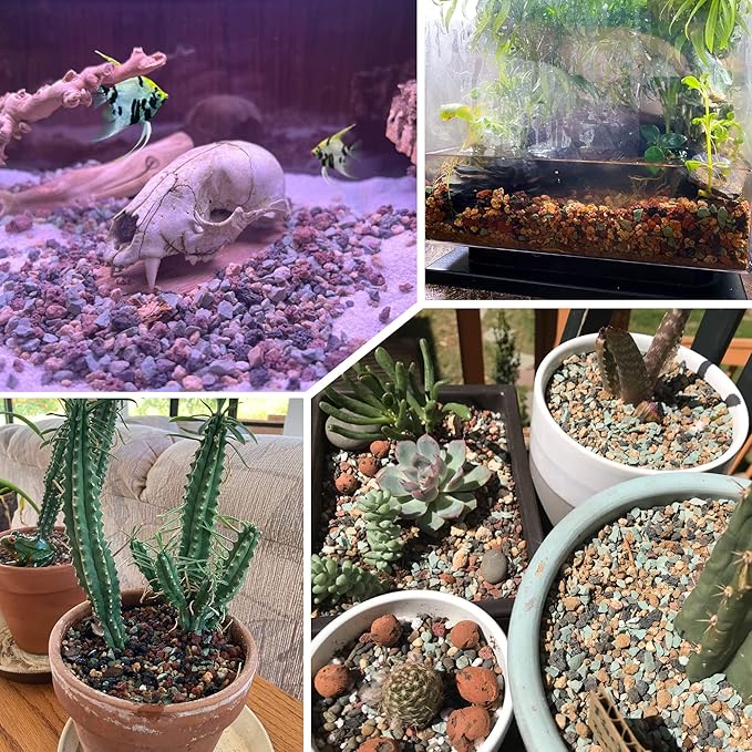 7lb Mix Horticultural Lava Rock Pebbles Pumice Potting Soil Amendment Succulent Cactus Bonsai Gritty Rock Decorative Gravel Plant Drainage Volcanic Rock for Aquarium Fairy Gardening Top Dressing-PurrikoPets