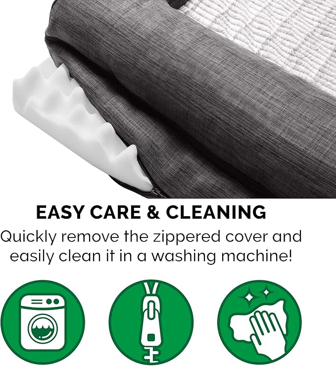 Furhaven Orthopedic Dog Bed for Large Dogs w/ Removable Bolsters & Washable Cover, For Dogs Up to 95 lbs - Luxe Faux Fur & Performance Linen Sofa - Charcoal, Jumbo/XL-PurrikoPets