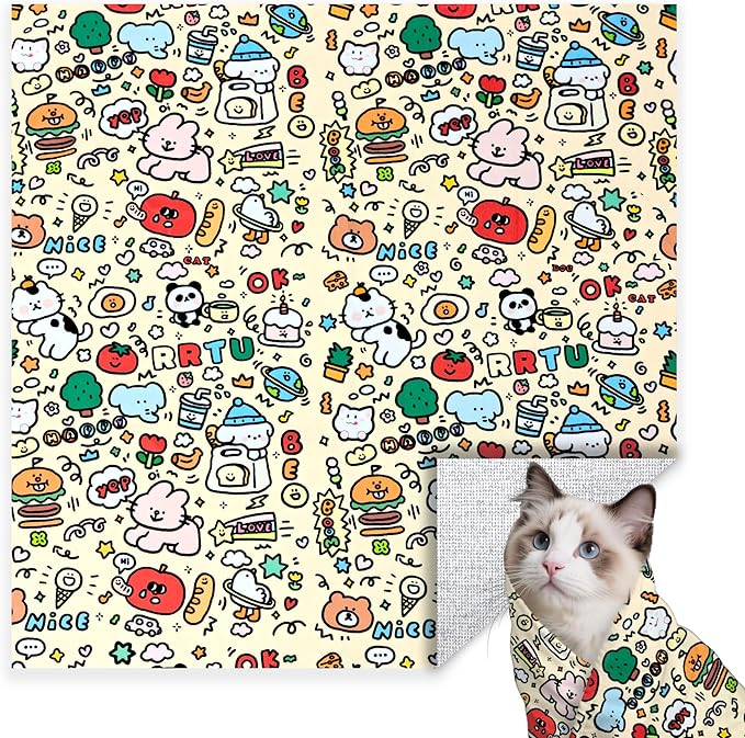 27.6" Large Cat Grooming Wrap, Cat Grooming Supplies, Cat Wrap for Cutting Nails, Self-Adhesive Cat Grooming Bag for Cats Within 15lbs Cat Restraint for Nail Clipping, Medicine Taking(Yellow)-PurrikoPets