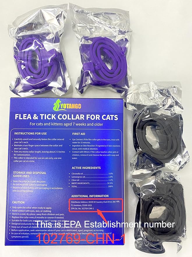 4 Pack Flea Collar for Cats 32 Months Prevention, Waterproof Natural Treatment Collar Adjustable for All Breeds and Size(Black & Purple)-PurrikoPets