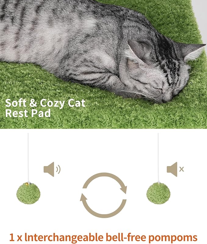 FourFurPets 43.7in 3-Tier Modern Cat Tree Tower Condo, Cat Scratch Posts for Indoor Cats, Big Plate, Two 19.7in Full Sisal Scratching Posts, White-PurrikoPets