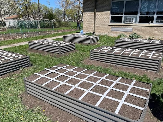 A ANLEOLIFE 8X4X1.5 ft Galvanized Raised Garden Beds Outdoor, Rectangular Metal Planter Box for Planting Vegetables Flowers Herb, Anti-Rust & Easy-Setup, Quartz Grey-PurrikoPets