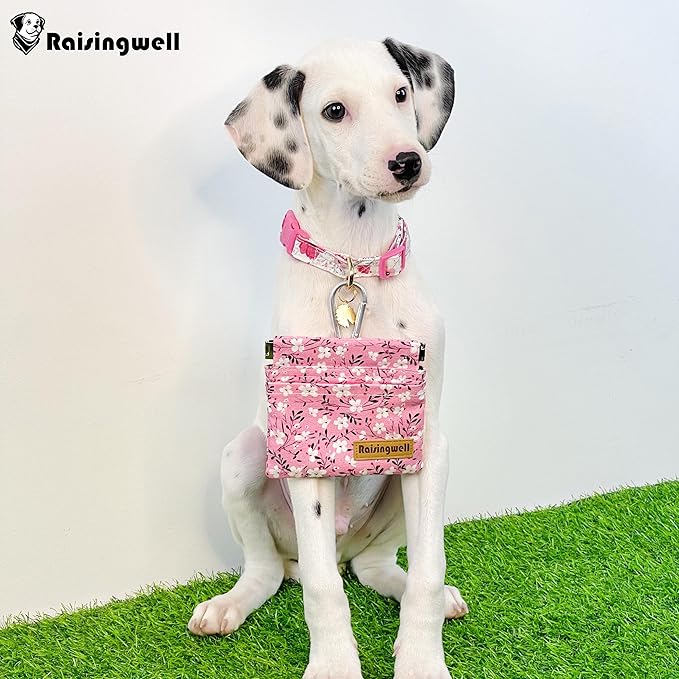 Dog Treat Pouch, Small Cotton Pocket Sized Training Holder, Hand Free Walking Fanny Bag with Carabiner, Self-Closing Pet Feed Snack Reward, Behavior Aids for Puppy Travel or Outdoor Use-PurrikoPets