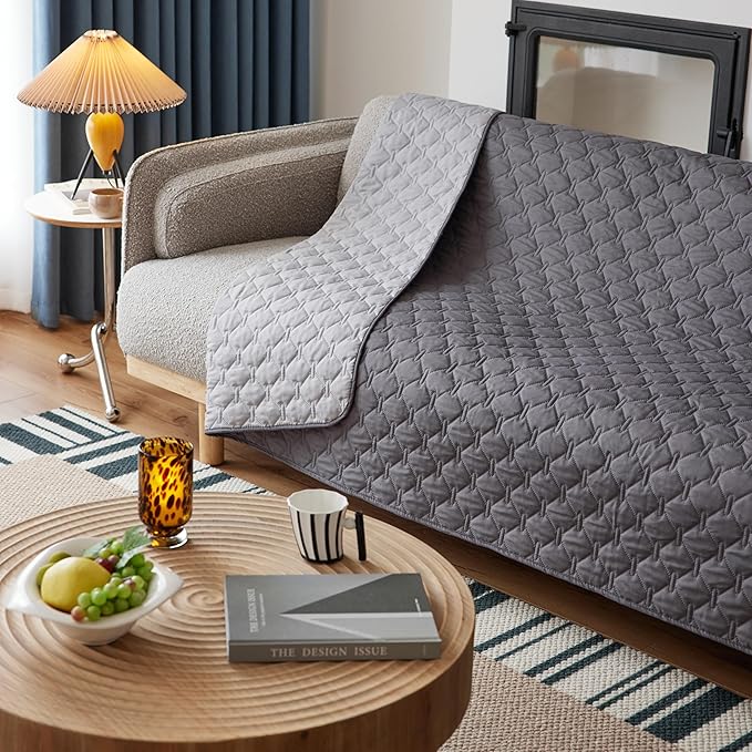 gogobunny 3X Stronger Waterproof Pet Blanket, Scratch Proof Furniture Protector for Dogs Cats, Reversible Cover 30x70 Inch, Dark Grey/Light Grey-PurrikoPets