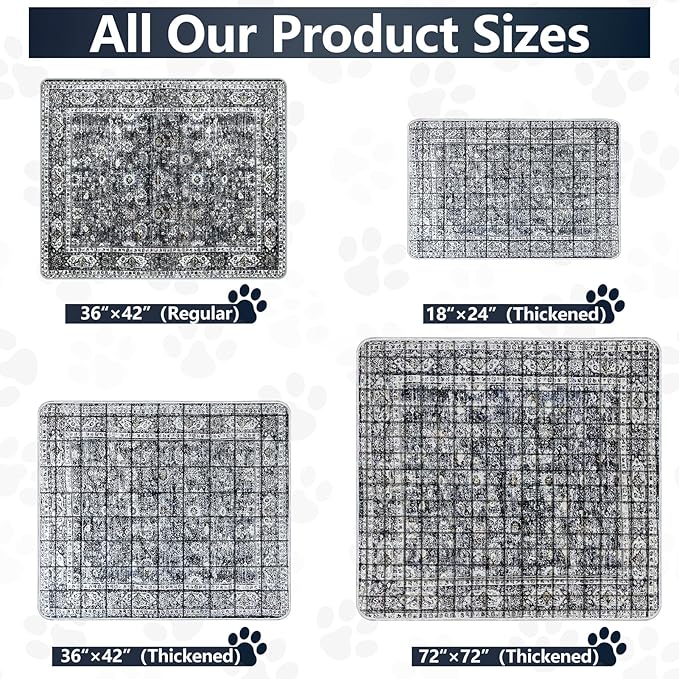 Extra Large Washable Pee Pads for Dogs (72"x72"), Upgrade Reusable Puppy Pads with Non-Slip Rug Pad, Super Thickening Absorbent Leakproof Dog Traning Pads Whelping Pad for Dogs, Doggie-PurrikoPets