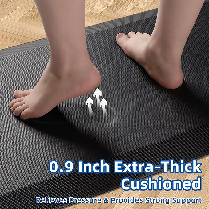 2 PCS Anti Fatigue Kitchen Mats for Floor, 9/10 Extra Thick Cushioned Standing Desk Mat, Comfort Memory Foam Ergonomic Kitchen Rugs and Mats Non-Slip Waterproof for Office, Kitchen, 20"x32"+20"x48"-PurrikoPets