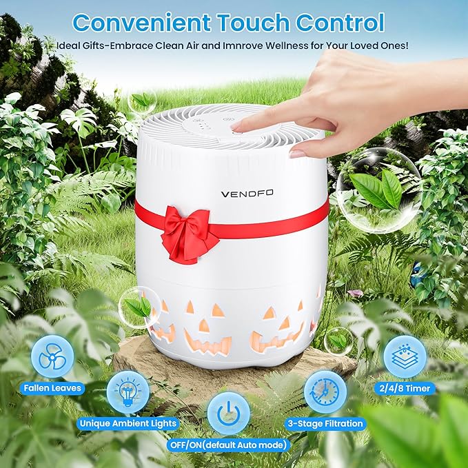 Air Purifiers for Home Bedroom up to 1076ft², True HEPA Air Filters Dust Pets Smoke Hair, 3 Fan Speeds Quiet, Timer Settings, Rechargeable Air Cleaner Office, Bedroom, Pets, Car-PurrikoPets