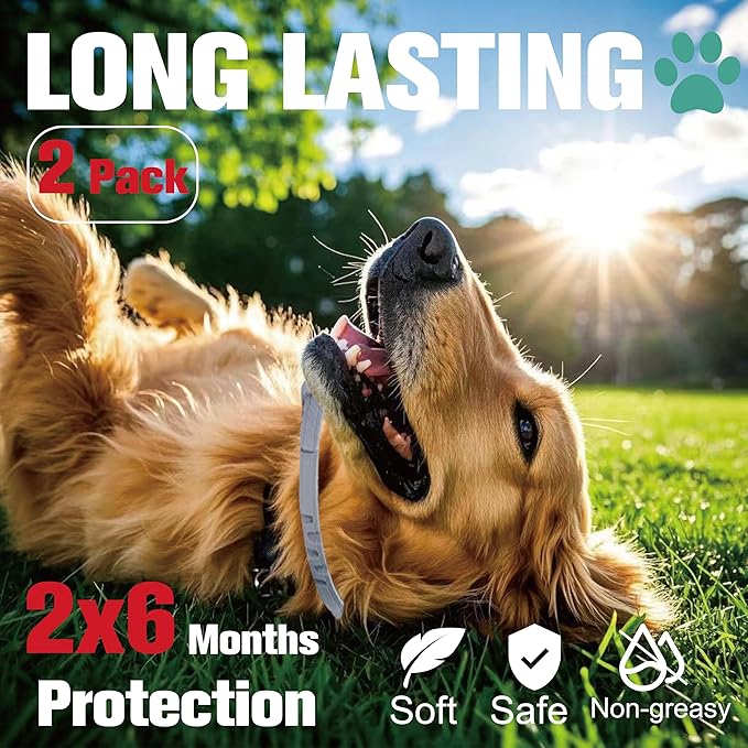 Flea Collar for Dogs, Flea and Tick Prevention for Dogs Collar, Dog Flea and Tick Treatment, 2 Collars, 12 Months Prevention, One Size Fits All-PurrikoPets