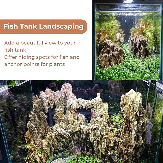 6-8 Inches Natural Dragon Stone 6 PCS Aquarium Rocks for Aquascaping, Aquarium Landscaping, Terrariums, Fish Tank Decoration, Vivariums, Paludarium, Reptile and Amphibian Enclosures-PurrikoPets