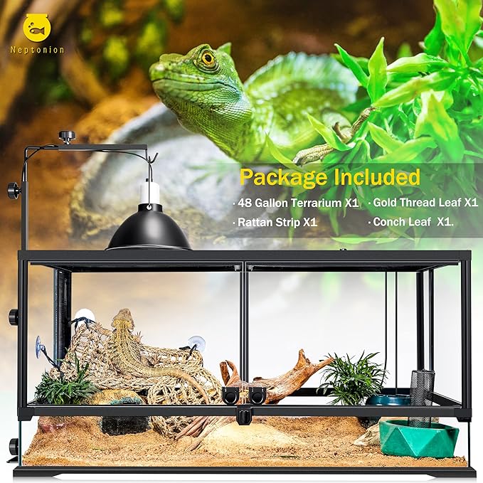 48 Gallon Professional Glass Terrarium 36"x18"x18" Durable Reptile Habitat Tank with Heat Resistant Aluminum Alloy Frame, Dual Front Swinging Doors for no Jam by Sand and Other Debris-PurrikoPets