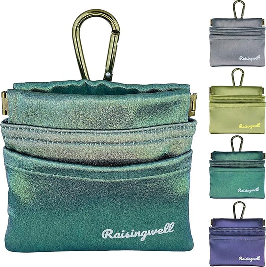 Dog Treat Pouch, Pocket Sized Pet Training Pouch, Hand Free Bronze Dog Walking Bag with Carabiner, Self-Closing Pet Feed Snack Reward, for Puppy Travel or Outdoor Use, NanoPTC-PurrikoPets