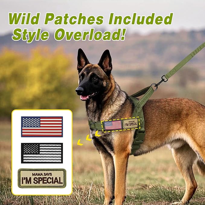 Forestpaw No Pull Dog Harness - Soft Flannel Padded Tactical Dog Vest Harness with Quick Release Buckle, Adjustable Reflective Pet Harness for Large Dogs Walking Training,Green XL-PurrikoPets