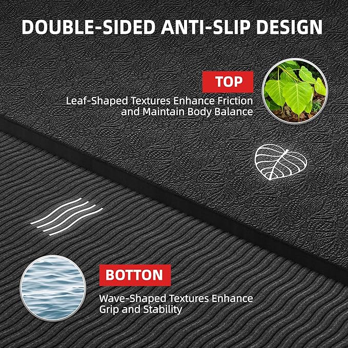 Extra Large Yoga Mat - 72"x35", 72"x48", 78"x57" - Wide TPE Exercise Mat for Home, Stretching, Couples & Family Workouts - 6-12mm Thick, Non-Slip & Waterproof - with Carry Bag and Straps-PurrikoPets