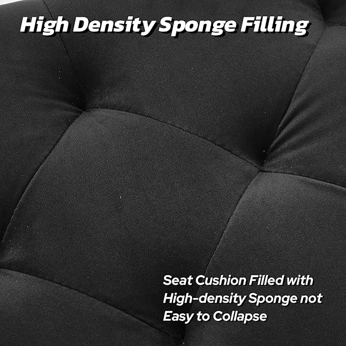 45.6 Inch Velvet Storage Ottoman, Rectangular Accent Bench for Bedroom & Living Room, Black-PurrikoPets