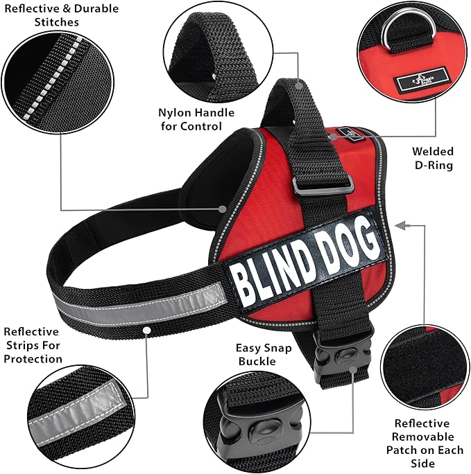 Doggie Stylz Blind Dog Harness No Pull No Escape Dog Vest for Blind Dogs Adjustable Vest with Handle Blind Dog Accessories and Patches for Training and Mobility-PurrikoPets