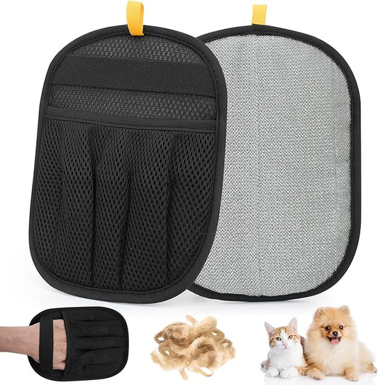2 Pcs Pet Hair Removal Glove for Cats Dogs, 2025 Upgraded Five-Finger Electrostatic Glove for Deshedding Grooming, Reusable Washable Hair Remover for Furniture Couch Car Seat Carpet Bedding-PurrikoPets
