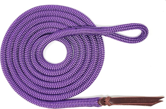 Double Braid Lead Rope with Eye Splice Loop, 12-14FT Lengths (Purple, 12 ft.)-PurrikoPets