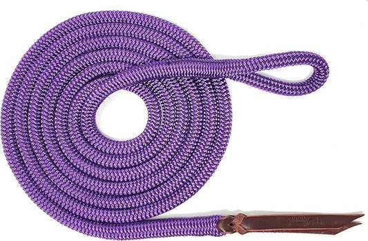 Double Braid Lead Rope with Eye Splice Loop, 12-14FT Lengths (Purple, 12 ft.)-PurrikoPets
