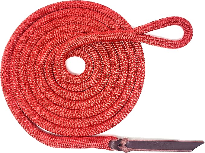 Double Braid Lead Rope with Eye Splice Loop, 12-14FT Lengths (Red, 14 ft.)-PurrikoPets