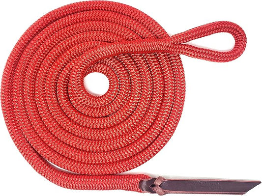 Double Braid Lead Rope with Eye Splice Loop, 12-14FT Lengths (Red, 14 ft.)-PurrikoPets
