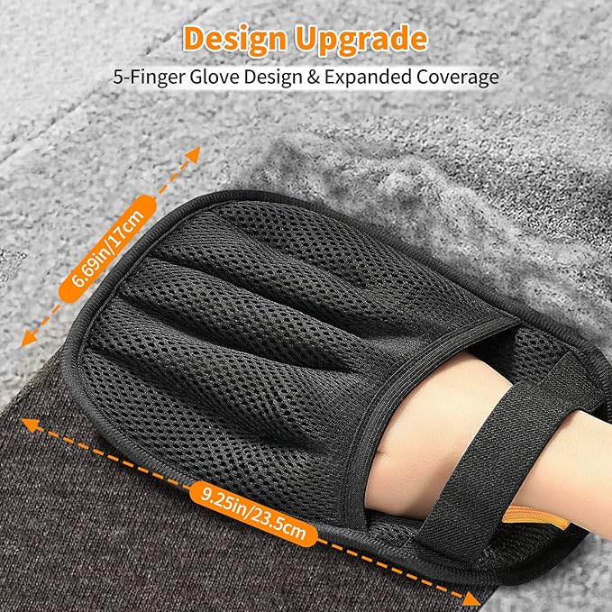 2Pcs Pet Hair Removal Glove for Cats & Dogs, 2025 Newly Upgraded Five-Finger Electrostatic Pet Hair Gloves, Reusable Pet Hair Remover Tool for Couch, Clothing, Car Seat,Carpet-PurrikoPets