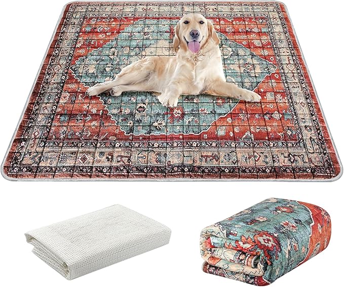 Extra Large Washable Pee Pads for Dogs (72"x72"), Upgrade Reusable Puppy Pads with Non-Slip Rug Pad, Super Thickening Absorbent Leakproof Dog Traning Pads Whelping Pad for Dogs, Doggie-PurrikoPets