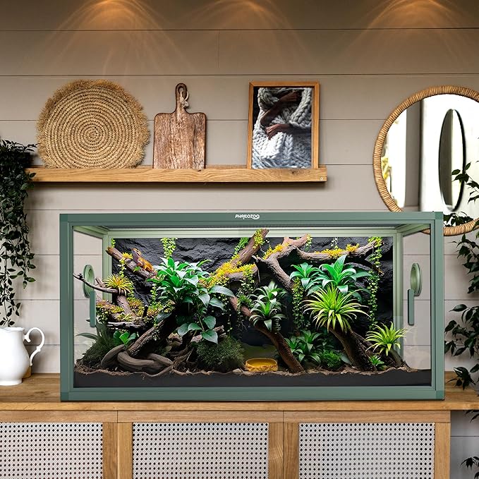 50 Gallon Bearded Dragon Tank, Reptile Enclosure for Easy Maintenance, Front Opening Reptile Tank with Top Screen Ventilation & Glass Sliding Door 36''x18''x18''-PurrikoPets