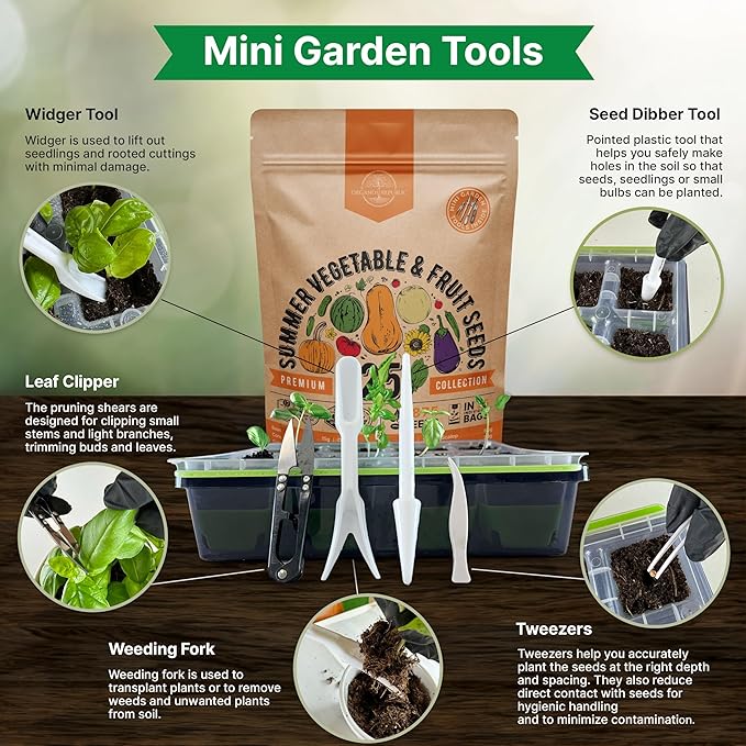 25 Summer Vegetable & Fruit Seeds Variety Pack - 1,870+ Non-GMO Heirloom Veggie & Fruits Seeds for Outdoors and Indoor Home Gardening, Including Collards, Tomato, Pepper, Okra, Onion, Bean, Cucumber-PurrikoPets