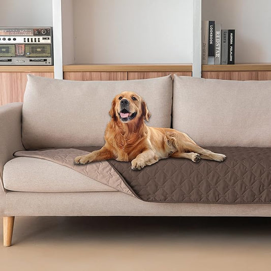 gogobunny 100% Double-Sided Waterproof Dog Bed Cover Pet Blanket Sofa Couch Furniture Protector for Puppy Large Dog Cat, Reversible (30x90 Inch (Pack of 1), Dark Chocolate/Light Chocolate)-PurrikoPets