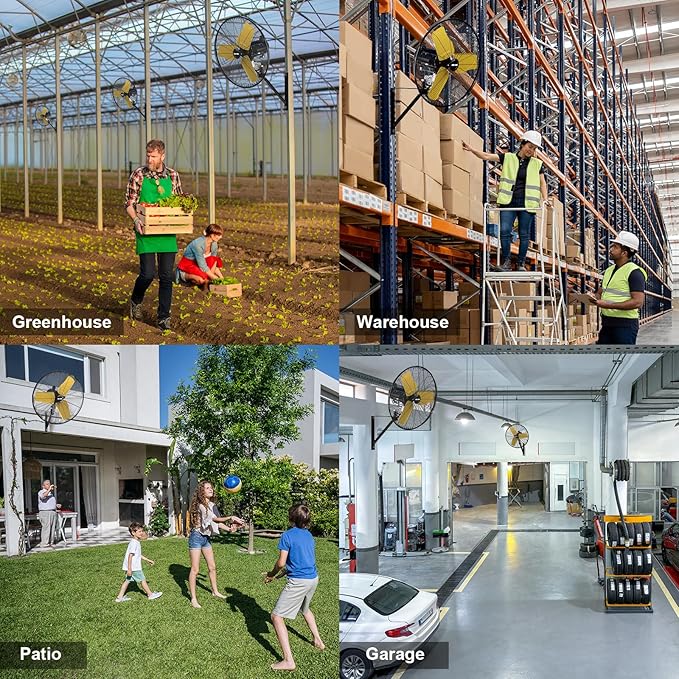 9000 CFM 24" Outdoor Oscillating Wall Fan with 2 Pack, High Velocity 3-Speed Waterproof Professional Outdoor Fan, Heavy Duty Industrial Wall Mount Fans for Commercial, Garage, Warehouse, UL Listed-PurrikoPets