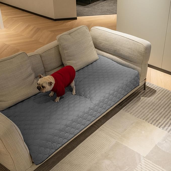 gogobunny 3X Stronger Waterproof Pet Blanket, Scratch Proof Furniture Protector for Dogs Cats, Reversible Cover 30x70 Inch, Dark Grey/Light Grey-PurrikoPets