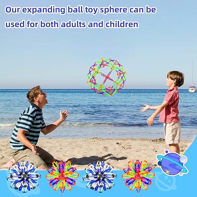 2Pcs Colorful Sphere Expandable Breathing Balls Fidget Toy-Great Anxiety Stress Reliever,Collapsible Expanding Magic Ball Toys for Kids & Adults Mindfulness Meditation Practices , Yoga -ADHD-PurrikoPets