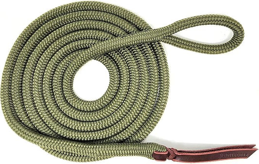 Double Braid Lead Rope with Eye Splice Loop, 12-14FT Lengths (Olive Green, 14 ft.)-PurrikoPets