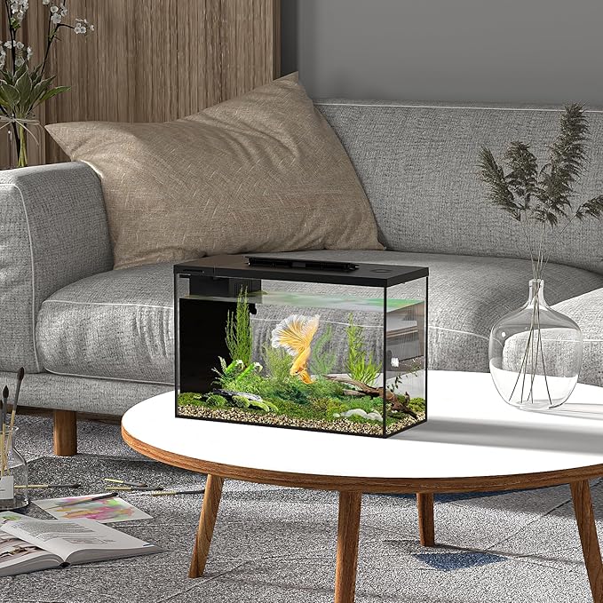 4.5 Gallon Betta Fish Tank self Cleaning, Aquarium kit, Small Fish Tank with Filter Light Water Pump, Fish Tank Starter Kits Fish Bowl-PurrikoPets
