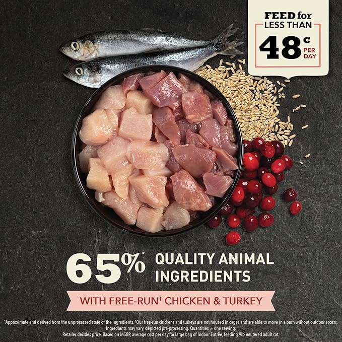 ACANA Indoor Entree Dry Cat Food, Free Run Chicken and Turkey Recipe, 4 lb-PurrikoPets