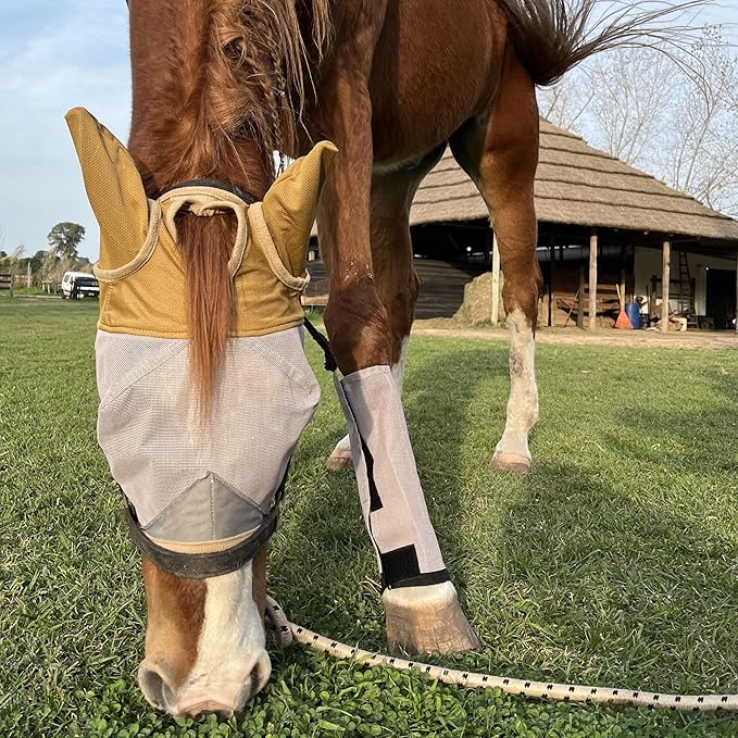 Fly Masks for Horses, 70% Uv-Block, Breathable Fly Mask for Equines, Durable, Comfortable Fit for All-Day Protection, Horse Size (Horse Fly Mask, with Ears)-PurrikoPets