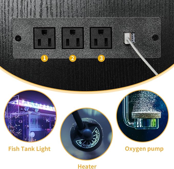 DWVO Reptile Tank Stand Aquarium Stand with Power Outlet & LED Light, 75/90/120 Gallon Terrarium Stand Cabinet - Heavy Duty Fish Tank Stand for Turtle Tank, Reptile Terrarium, 2000LBS Capacity, Black-PurrikoPets