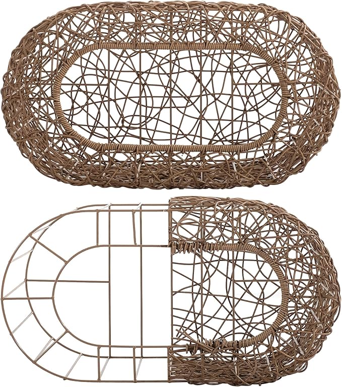 Fun Stackable Cat Condo for Indoor Cats - Interactive Play Faux Rattan Cat House for Indoor Cats Kitty, Pet Friendly Top/Side House Entry, Cat Bed Enclosed-PurrikoPets