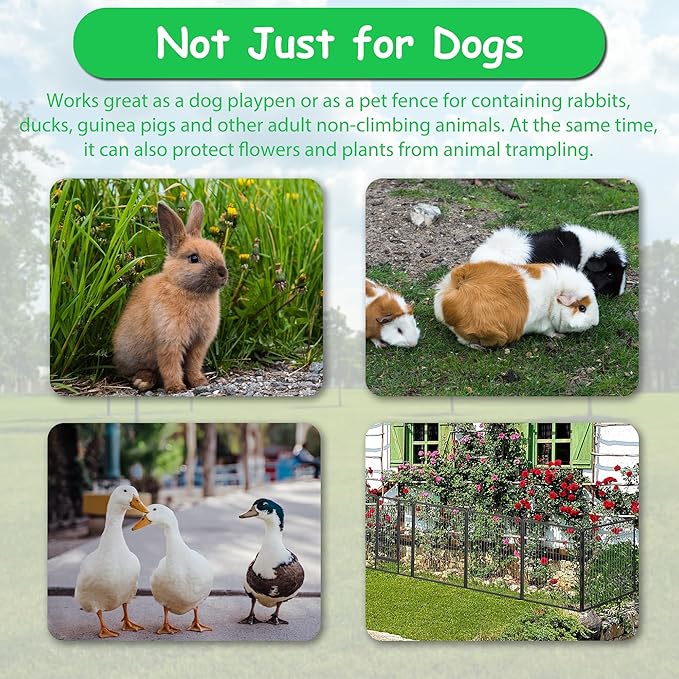 Dog Playpen, Outdoor Dog Fence, 24 Panels, 40" H Dog Pen for Medium/Small Dogs, Heavy Duty Metal Pet Fence with Gate, Portable Dog Fence for RV Camping and Yard (Black)-PurrikoPets